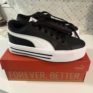 Puma Black & White Platform Lace-Up Sneakers